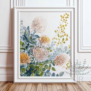 Floral Soft Pastel colors Abstract Flower Art, Tropical Flower Prints, Modern Botanical Pastel Art Print – Floral Wall Decor