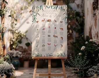 Woodland Outdoor Wedding Seating Chart: Forest Animal Seating Plan (Digital Download)