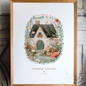 Personalized home sweet home print, Gift for Couple. Customized whimsical printable Housewarming Gifts