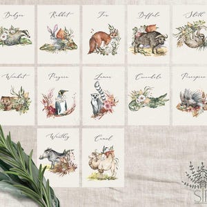 Safari animals table number cards EXTRA CARDS, Editable Jungle table number template set, Zoo wedding, African animals, Savanna set
