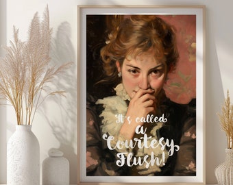 Funny Bathroom Art: Courtesy Flush - Vintage Mid-Century Print (Digital Download)