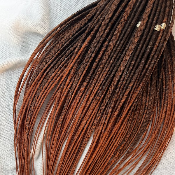 Dreads ombrées gingembre avec tresses, mélange bohème texturé brun à rouge, extensions de dreadlocks orange personnalisées pour cheveux naturels, mèches synthétiques DE