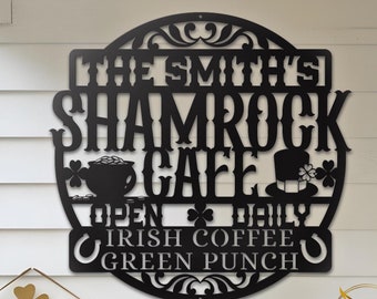 Shamrock Cafe Metal Sign - St. Patrick's Day Irish Decor