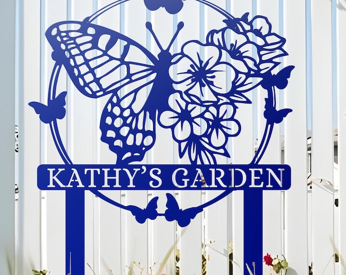Custom Butterfly Metal Garden Stake: Personalized Yard Art