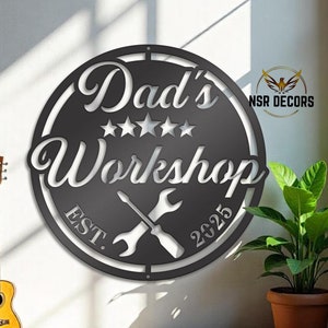 Custom Metal Workshop Sign: Personalized Garage Decor, Dad Gift