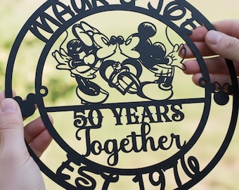 Personalized 50th Anniversary Metal Sign, Custom Couple Name, Golden Wedding Gift (Wall Decor)