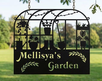 Personalized Greenhouse Metal Sign, Custom Garden Decor, Plant Lover Gift