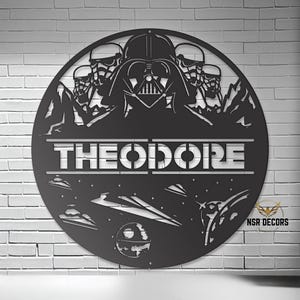 Letrero de metal personalizado de Darth Vader, colgante inspirado en Star Wars, colgador de puerta de Darth Vader, decoración con temática del Señor Sith, arte de pared del Imperio Galáctico