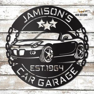 Arte de pared de metal personalizado con diseño de mecánico de automóviles, decoración para la cueva del hombre, regalo para entusiastas de los automóviles, regalo para el día del padre, monograma de automóvil Pontiac Solstice, regalo de mecánico de automóviles