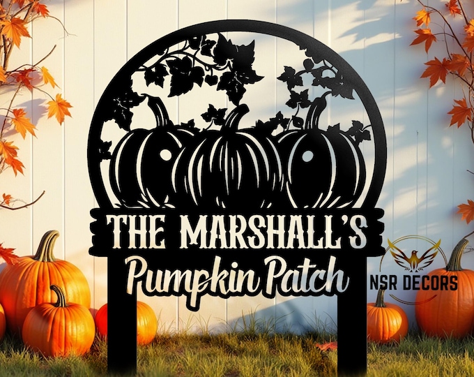Personalized Pumpkin Patch Metal Sign, Fall Garden Decor