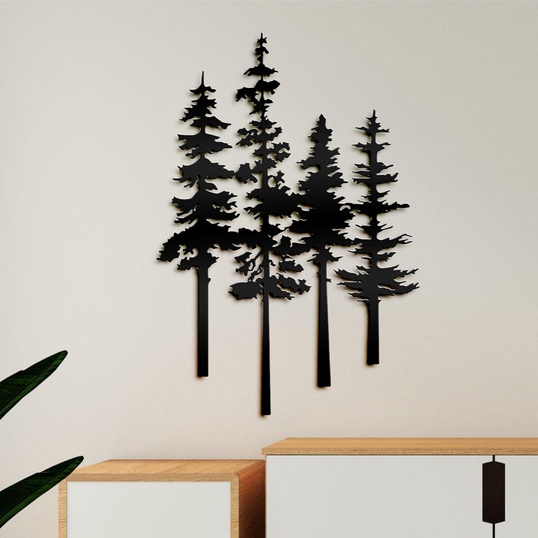 Pine Tree Metal Wall Art Tree Décor Wall Hanging Tree Sign Etsy