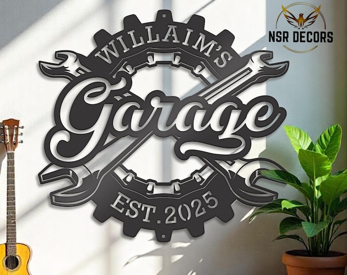 Personalized Garage Metal Sign: Laser-Cut Workshop Decor