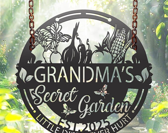 Custom Vegetable Metal Garden Sign: Personalized Gardener Gift
