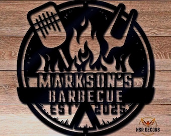Personalized BBQ Metal Sign: Custom Barbecue Grill Decor