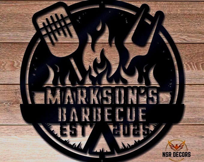 Personalized BBQ Metal Sign: Custom Barbecue Grill Decor