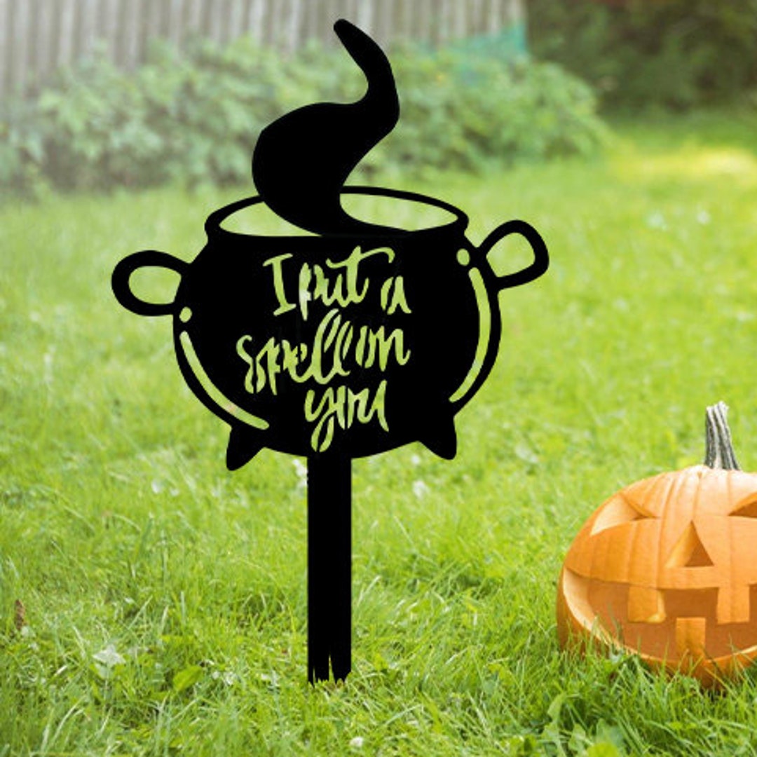 Halloween Cauldron Metal Yard Stake Outdoor Decoration Etsy