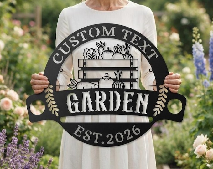 Personalized Vegetable Garden Metal Sign | Custom Veggie Decor for Rustic Backyards