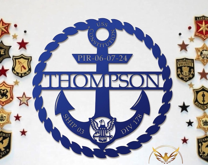Custom Anchor Metal Sign: Personalized Military Gift, Navy Decor