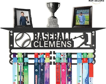 Custom Baseball Medal Hanger: Personalized Trophy Shelf, Sports Room Decor