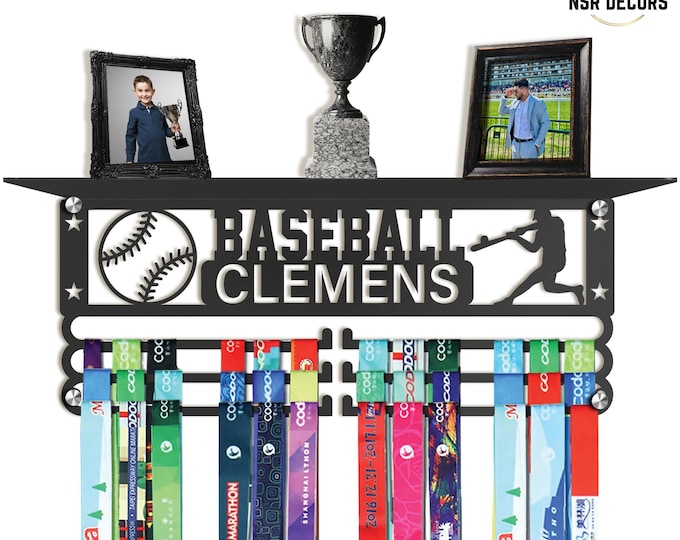 Custom Baseball Medal Hanger: Personalized Trophy Shelf, Sports Room Decor