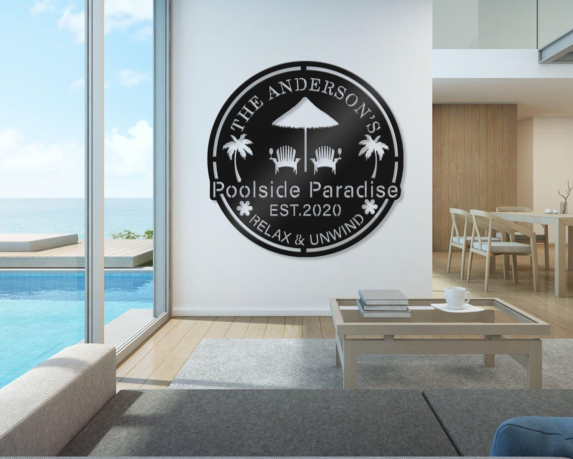 Custom Backyard Pool Sign, Pool Bar Patio Metal Sign, Swimming Pool