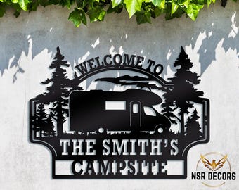 Personalized Campsite Welcome Sign: Custom Metal RV Decor