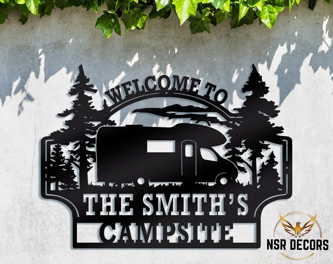 Personalized Campsite Welcome Sign: Custom Metal RV Decor