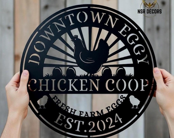 Personalized Metal Chicken Coop Sign, Custom Farmhouse Decor, Fresh Eggs Poultry Art