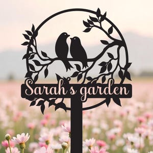 Romantic Love Bird Metal Garden Stake, Wedding Garden Décor, Birds Lover Gift, Gift for Grandmother, Outdoor Gardening, Couple Bird Yard Art