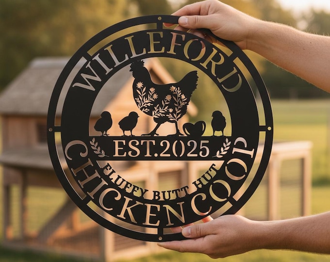 Custom Metal Chicken Coop Sign, Personalized Hen Farm Decor, Farmhouse Poultry Art, Established Year