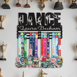 Custom Dance Medal Hanger with Name, Dancer Medal Display Rack, Wall Medal Holder, Dance Gift for Girls, Award Rack for Wall, Dancer Gifts