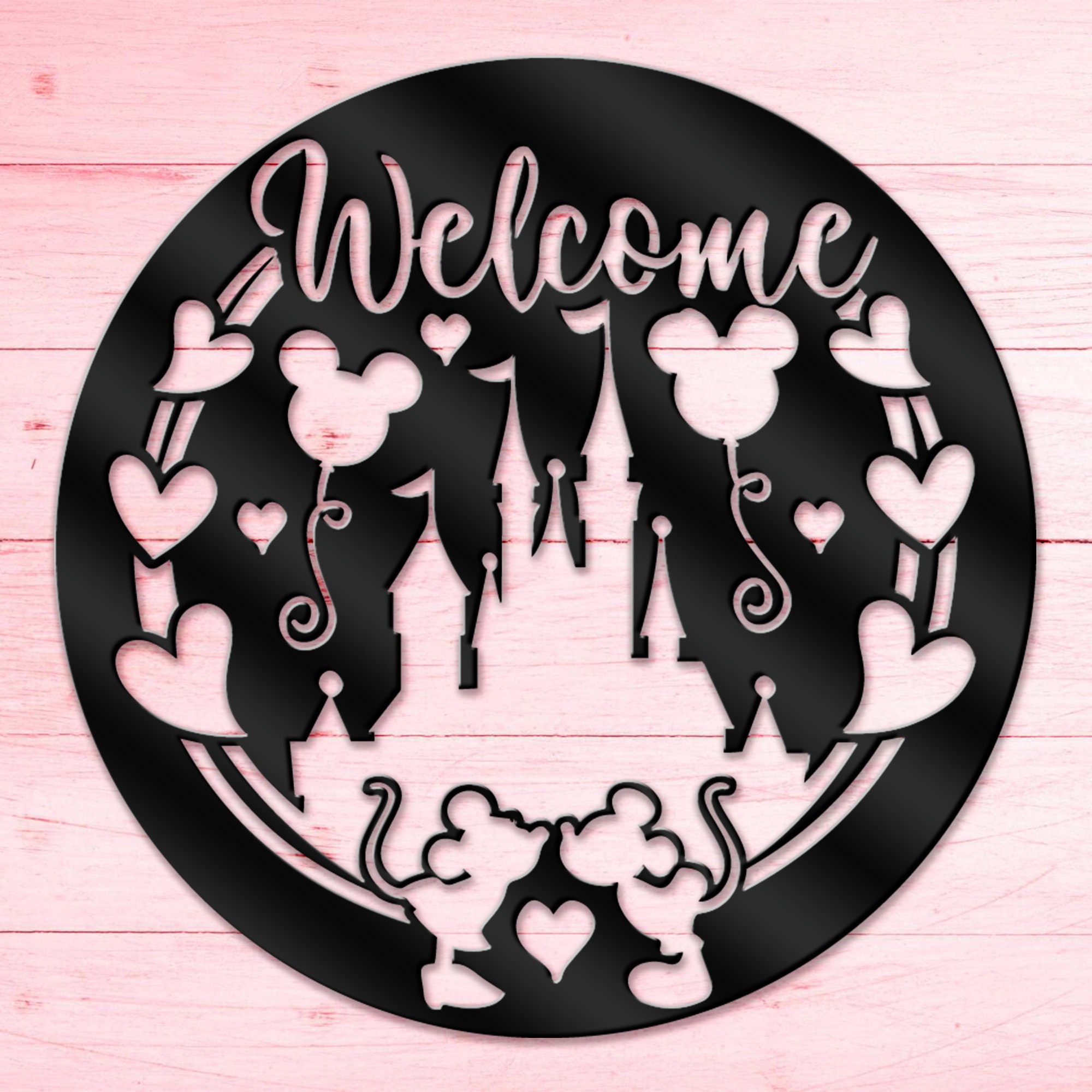 Mickey and Minne Welcome Metal Sign, Disney Inspired Metal Sign