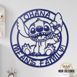 Ohana Means Family Metal Wall Art, Disney Above Bed Décor, Stitch Wall Art, Gift For Disney Family, Ohana Outdoor Sign, Kids Birthday Gifts