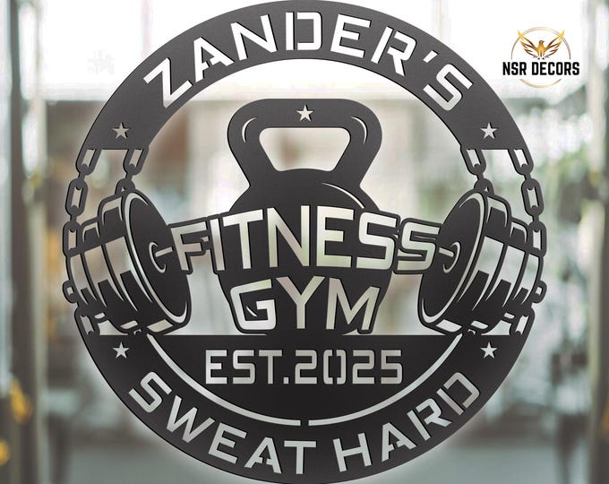 Custom Kettlebell Metal Gym Sign, Personalized Workout Decor