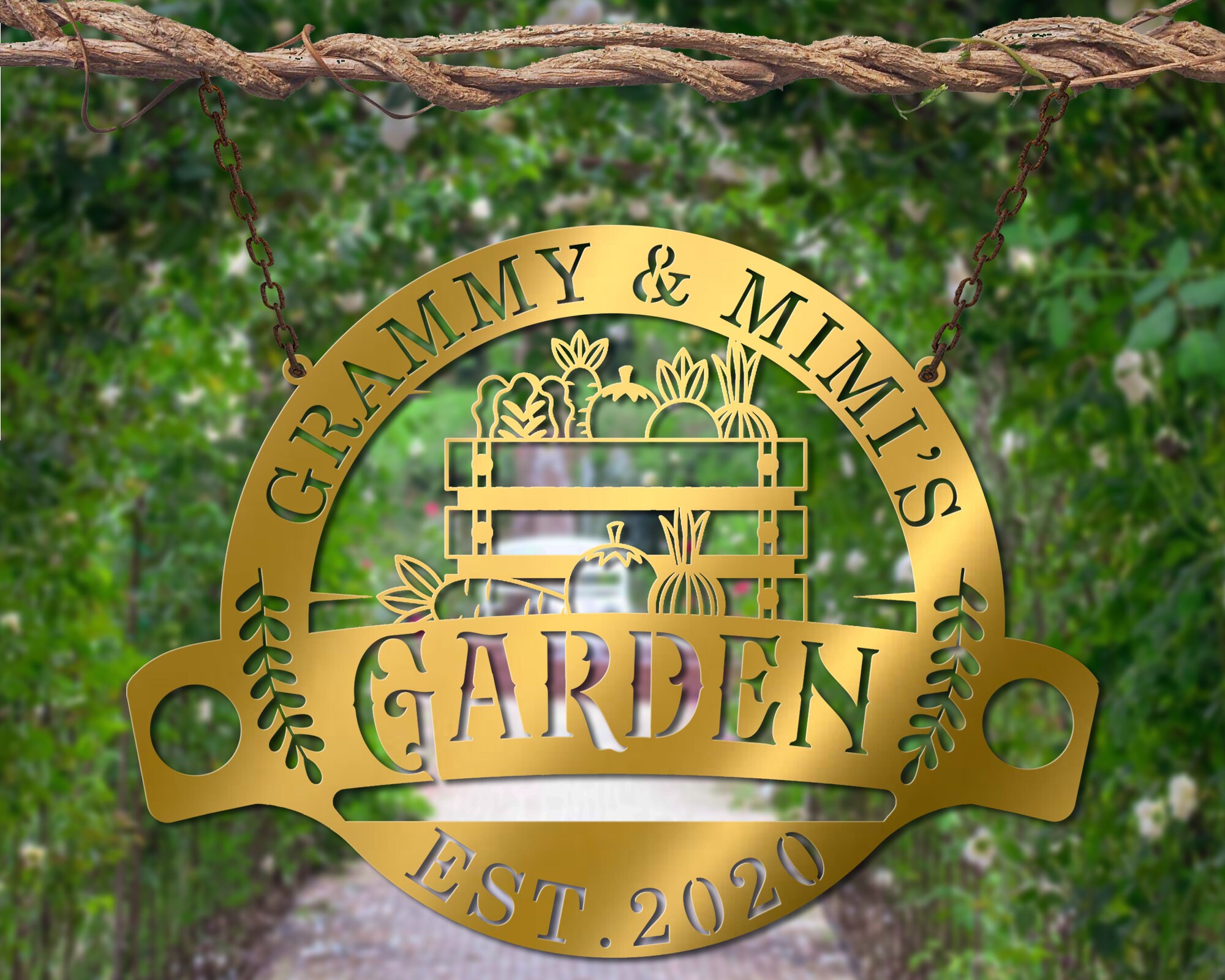 Personalized Garden Metal Sign, Vegetable Garden Hanging, Family Last