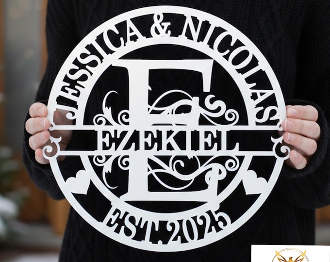 Custom Monogram Couple Metal Signs, Last Name, Anniversary Gift, Housewarming Metal Art