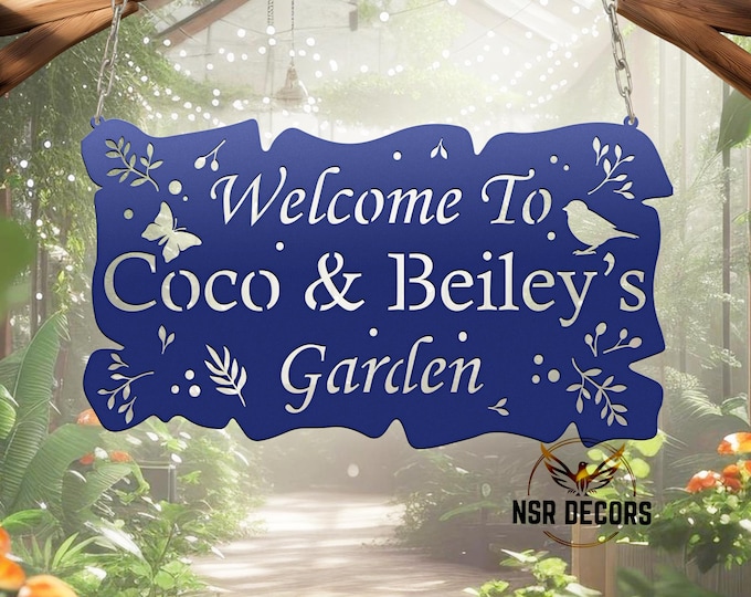 Personalized Metal Garden Sign: Custom Outdoor Welcome Plaque