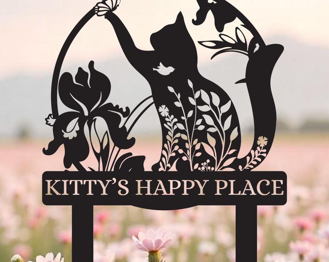 Custom Cat Memorial Stake: Metal Garden Sign, Pet Remembrance Gift