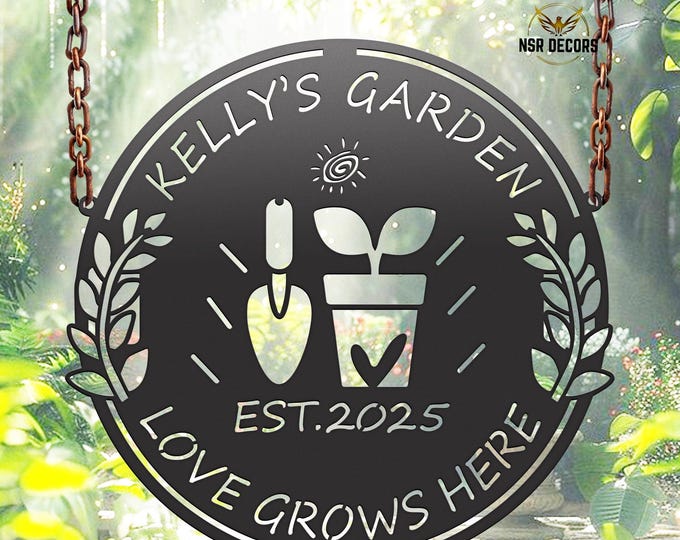 Personalized Metal Garden Sign, Flowerbed Decor