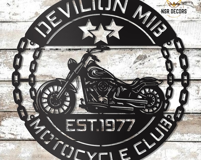 Custom Motorcycle Club Metal Sign: Garage Decor, Biker Gift