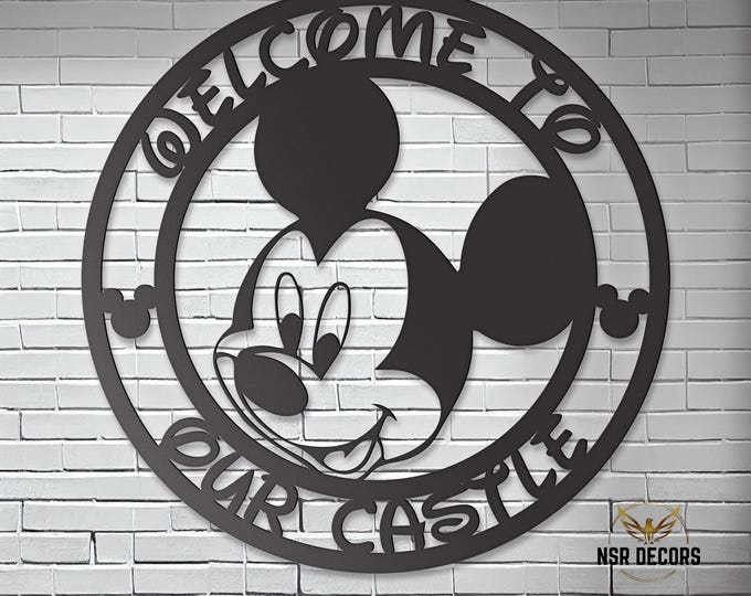 Mickey Mouse Castle Metal Wall Art, Disney Home Decor
