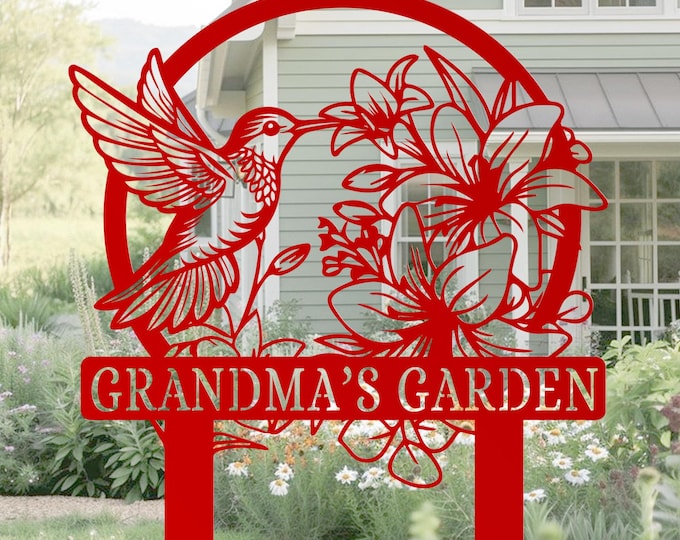 Hummingbird Metal Garden Stake: Custom Outdoor Yard Decor