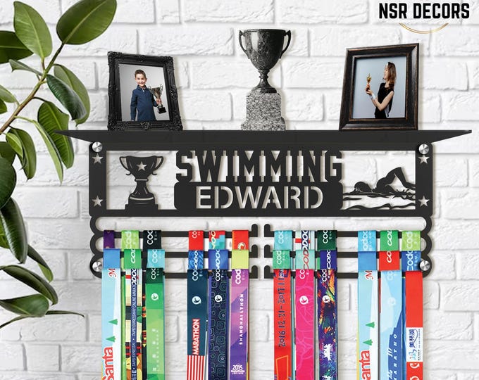 Custom Swimming Medal Holder: Personalized Metal Award Rack