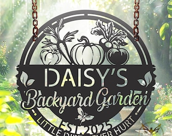 Personalized Vegetable Garden Metal Sign, Rustic Farmhouse Decor