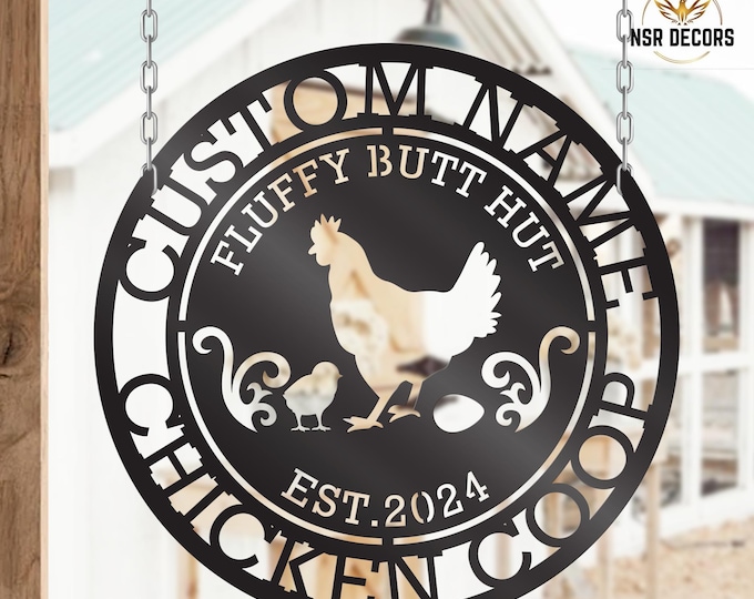 Custom Chicken Coop Metal Sign, Farmhouse Hen House Decor