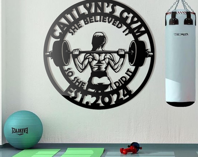 Personalized Home Gym Metal Sign: Women's Fitness Decor