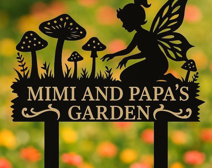 Custom Fairy Mushroom Garden Stake: Metal Yard Art Sign