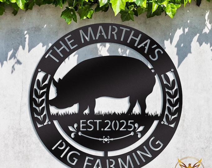 Personalized Pig Farm Metal Sign, Rustic Barn Decor