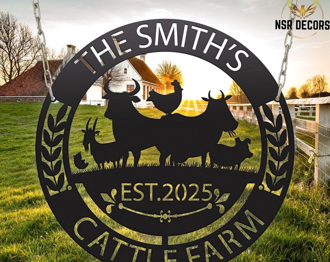 Custom Metal Farm Sign, Personalized Ranch Decor, Barn Wall Art
