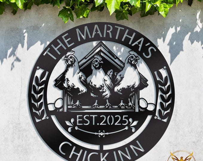 Personalized Chick Inn Metal Sign: Custom Chicken Coop Decor